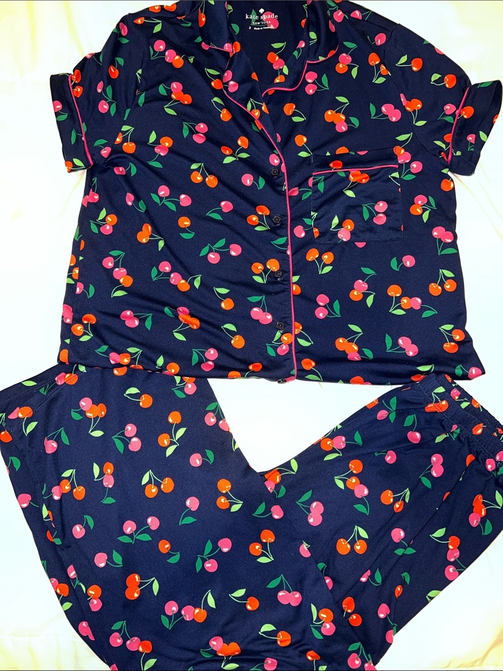 kate spade Navy Cherry-Print women Pajama Set